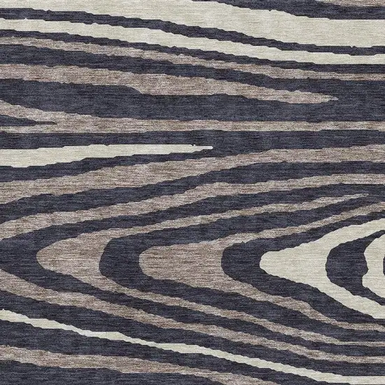 Black Taupe And Beige Woodland Lodge Washable Area Rug With UV Protection Photo 2