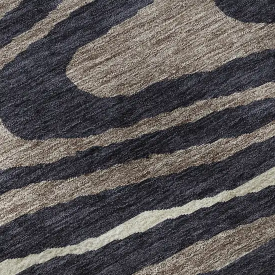 Black Taupe And Beige Woodland Lodge Washable Area Rug With UV Protection Photo 9