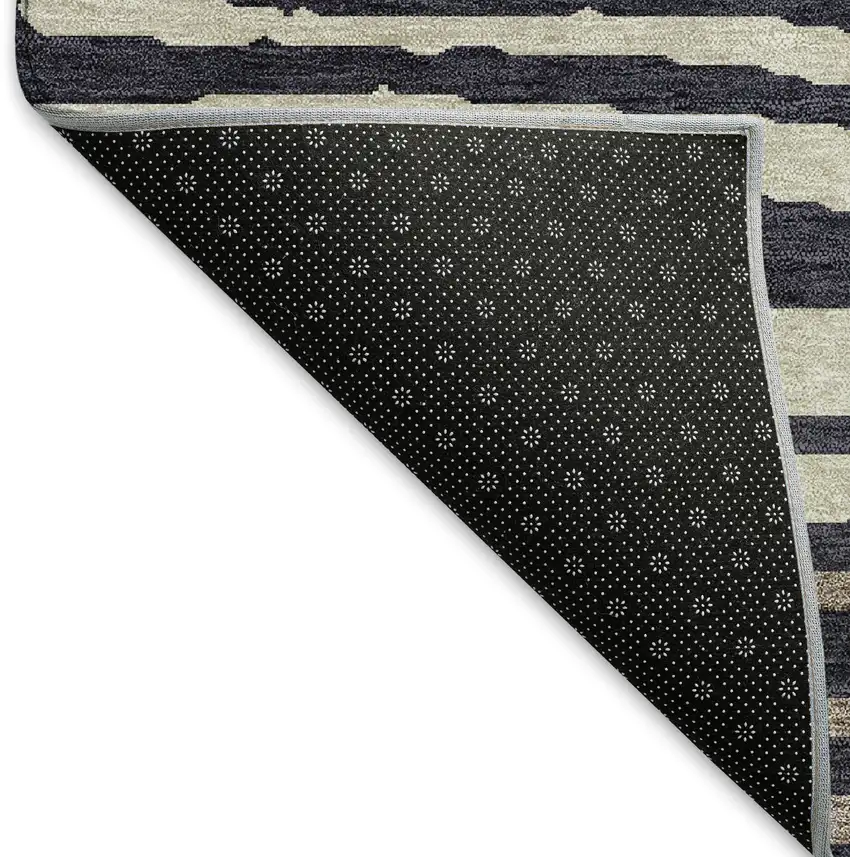 Black Taupe And Beige Woodland Lodge Washable Area Rug With UV Protection Photo 6