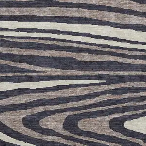 Photo of Black Taupe And Beige Woodland Lodge Washable Area Rug With UV Protection