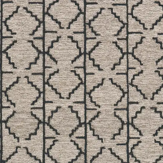 Black And Taupe Wool Geometric Hand Tufted Area Rug Photo 3