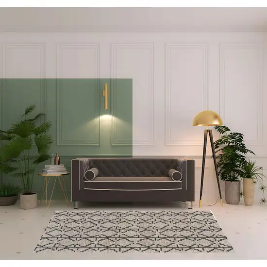 Black And Taupe Wool Geometric Hand Tufted Area Rug Photo 2