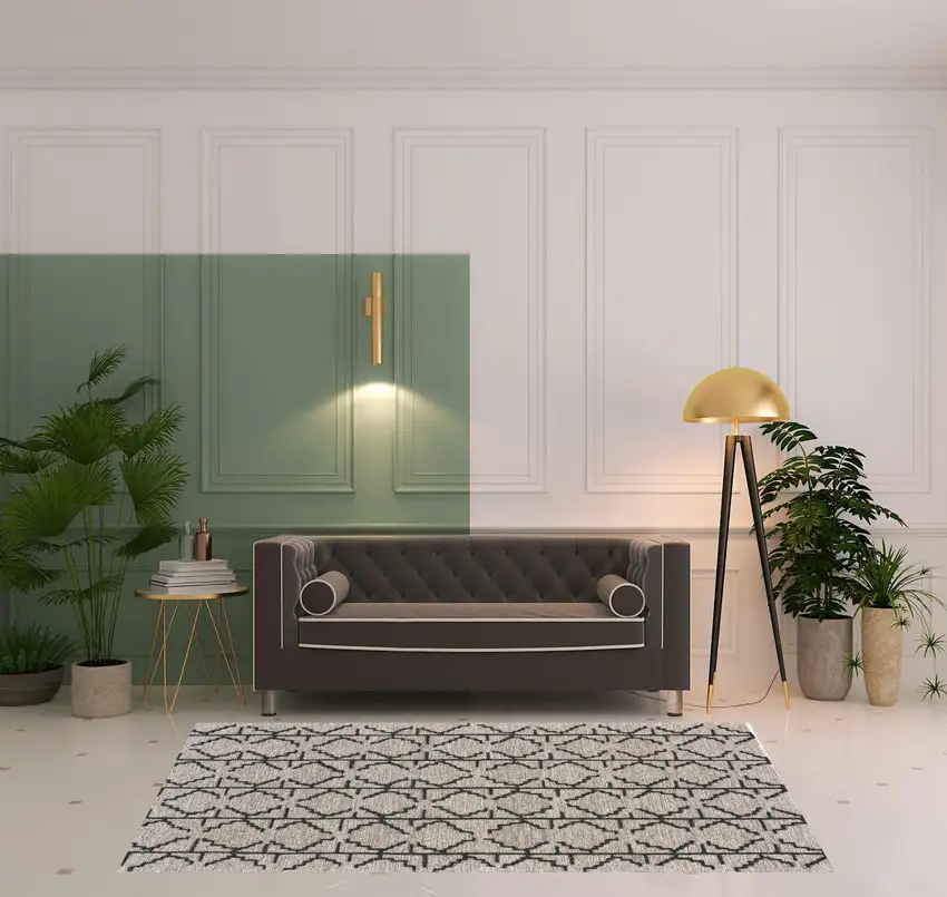 Black And Taupe Wool Geometric Hand Tufted Area Rug Photo 2