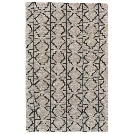 Black And Taupe Wool Geometric Hand Tufted Area Rug Photo 1