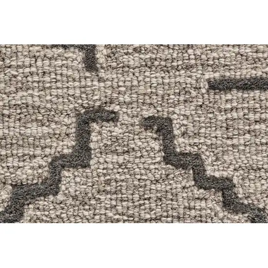 Black And Taupe Wool Geometric Hand Tufted Area Rug Photo 6