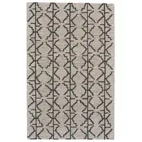 Photo of Black Taupe And Gray Wool Geometric Tufted Handmade Stain Resistant Area Rug