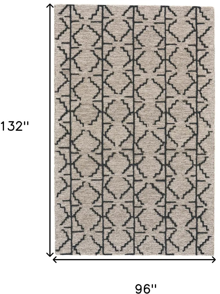 Black Taupe And Gray Wool Geometric Tufted Handmade Stain Resistant Area Rug Photo 5
