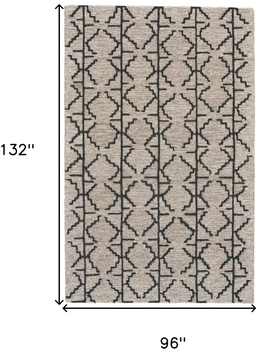 Black Taupe And Gray Wool Geometric Tufted Handmade Stain Resistant Area Rug Photo 6