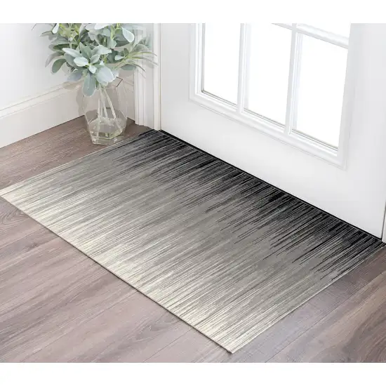 Black Abstract Dhurrie Area Rug Photo 1