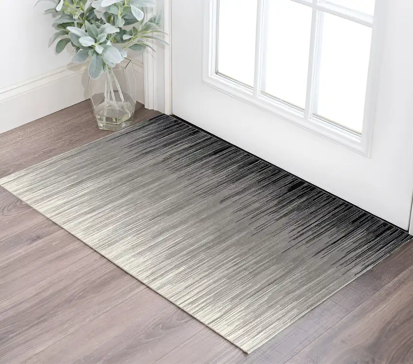 Black Abstract Dhurrie Area Rug Photo 1