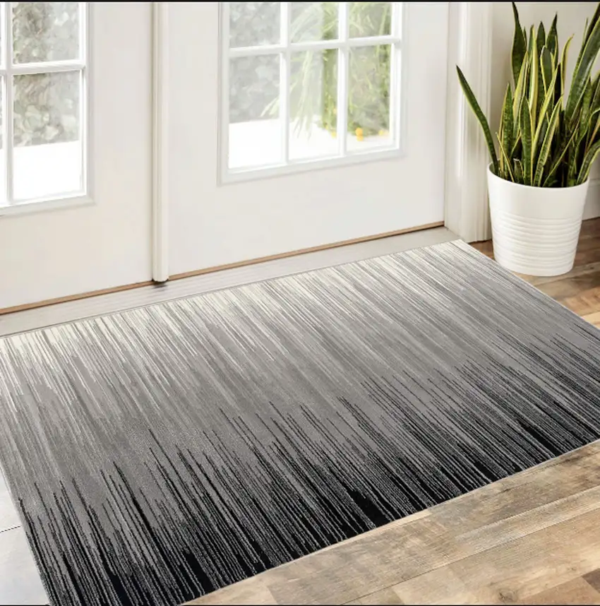 Black Abstract Dhurrie Area Rug Photo 1