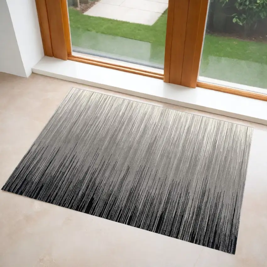 Black Abstract Power Loom Area Rug Photo 2