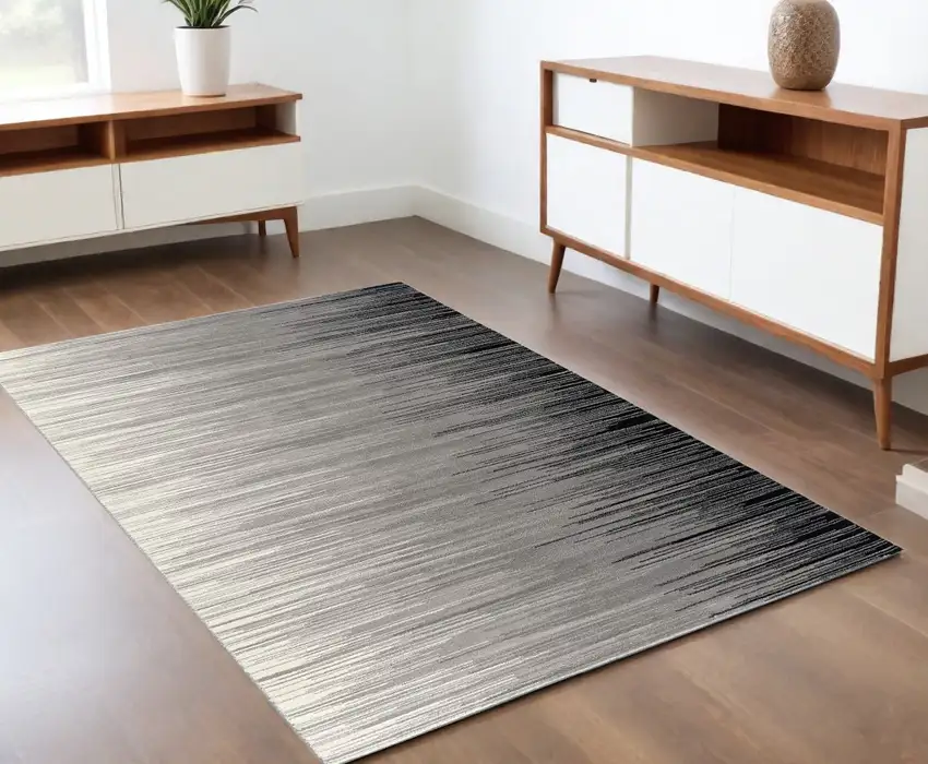 Black Abstract Power Loom Area Rug Photo 1