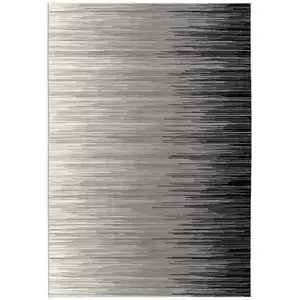Photo of Black Transitional Striped Runner Rug
