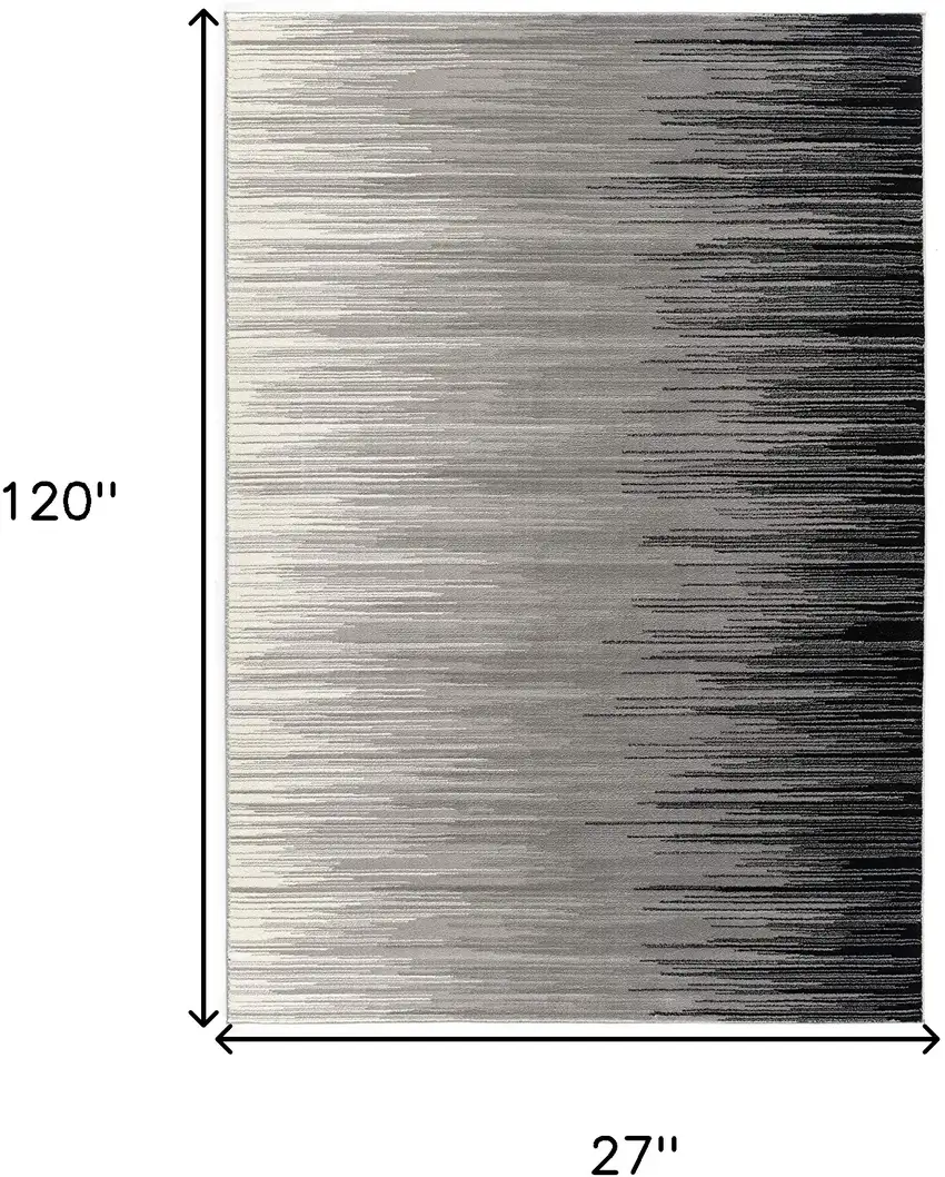 2' X 10' Black Transitional Striped Runner Rug Photo 9