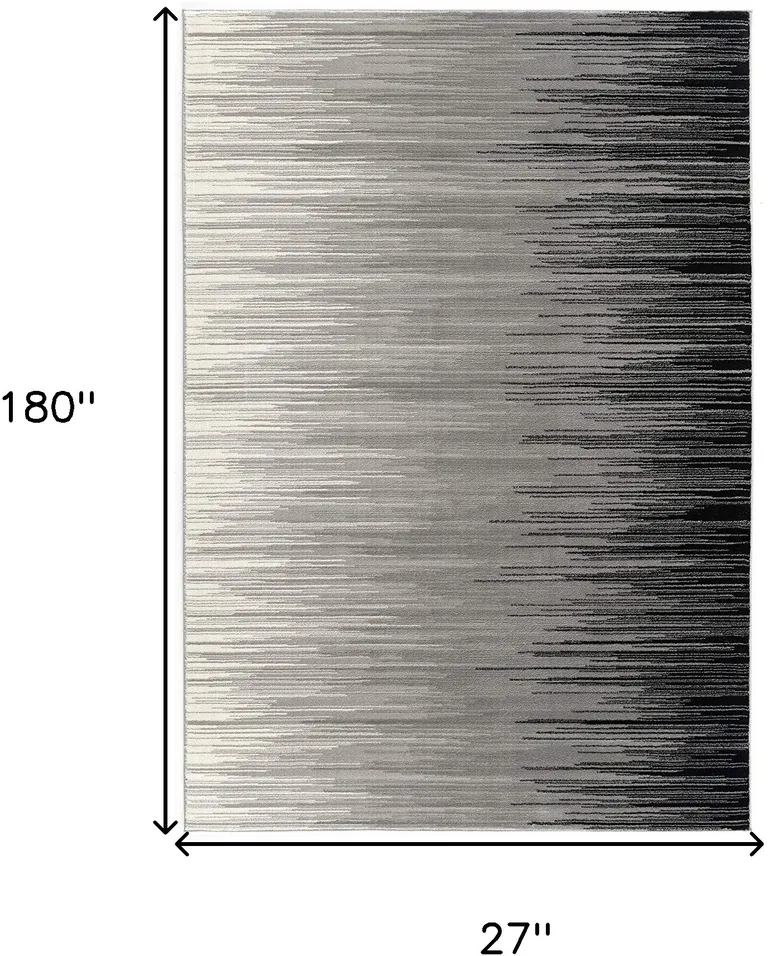 Black Transitional Striped Runner Rug Photo 5