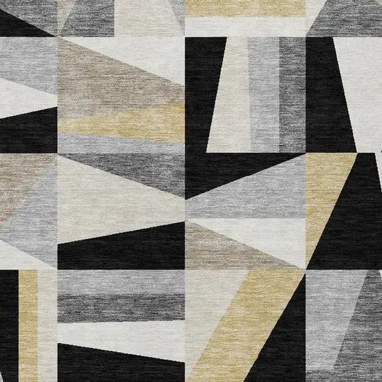 Black Wheat And Ivory Geometric Washable Indoor Outdoor Area Rug Photo 4