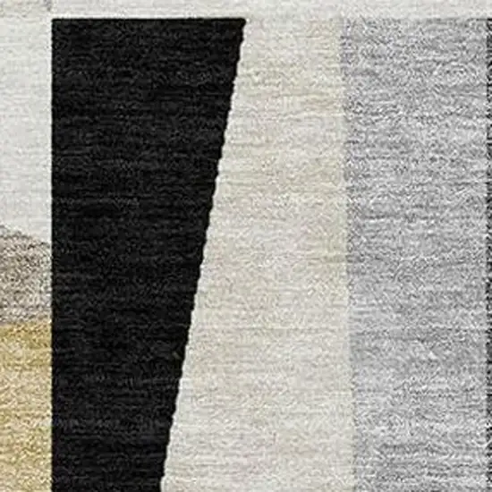 Black Wheat And Ivory Geometric Washable Indoor Outdoor Area Rug Photo 3