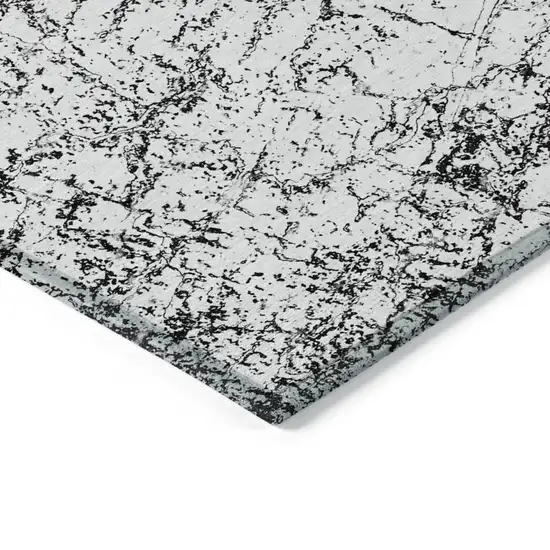 Black White And Gray Abstract Washable Indoor Outdoor Area Rug Photo 5