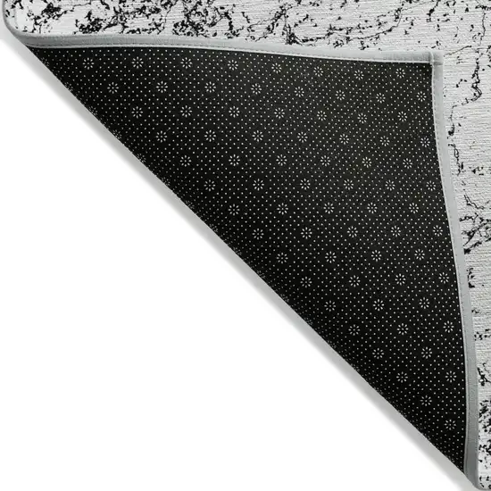 Black White And Gray Abstract Washable Indoor Outdoor Area Rug Photo 4
