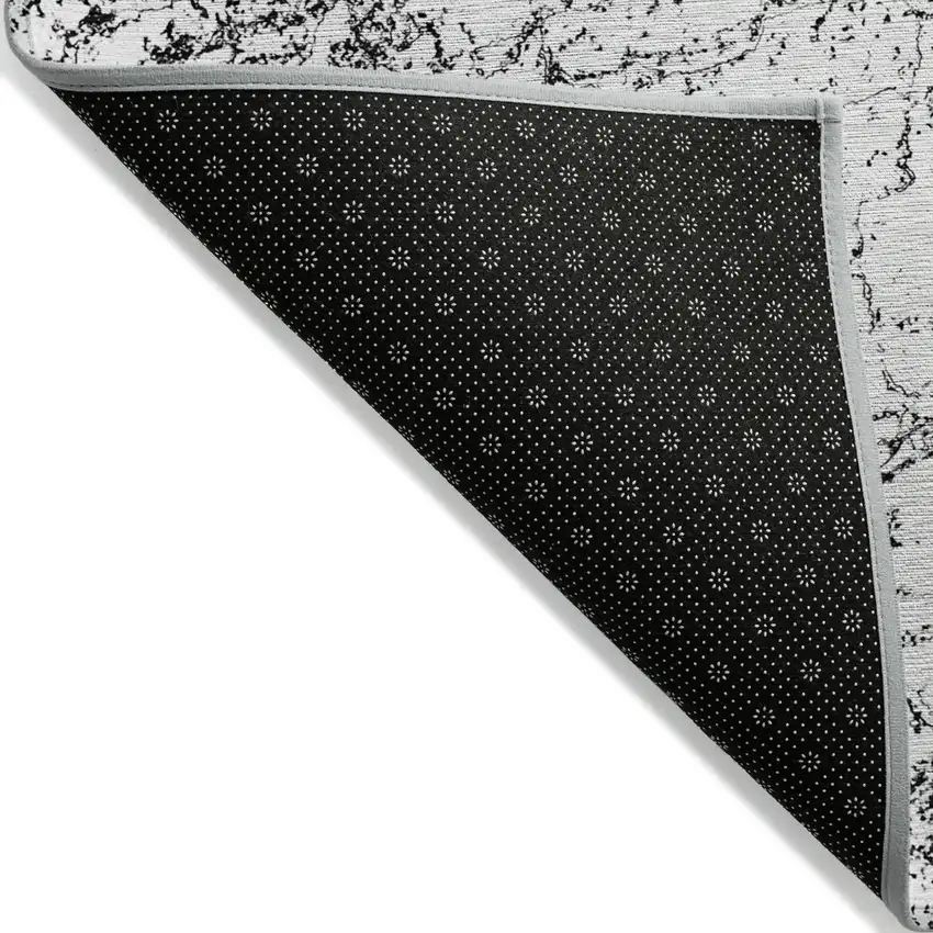Black White And Gray Abstract Washable Indoor Outdoor Area Rug Photo 4