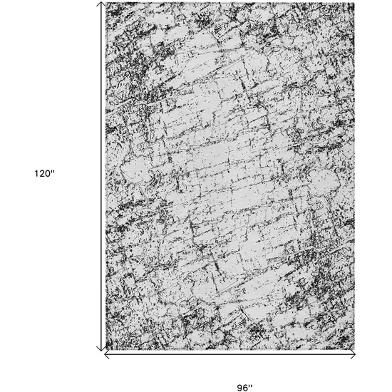Black White And Gray Abstract Washable Indoor Outdoor Area Rug Photo 3