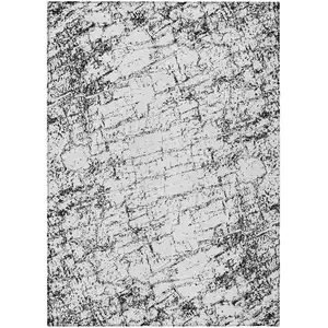 Photo of Black White And Gray Abstract Washable Indoor Outdoor Area Rug