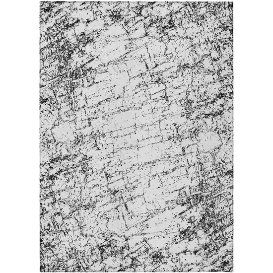 Black White And Gray Abstract Washable Indoor Outdoor Area Rug Photo 1