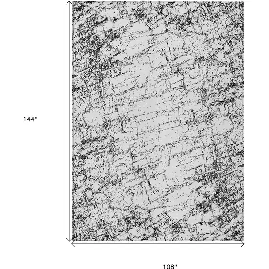 Black White And Gray Abstract Washable Indoor Outdoor Area Rug Photo 9