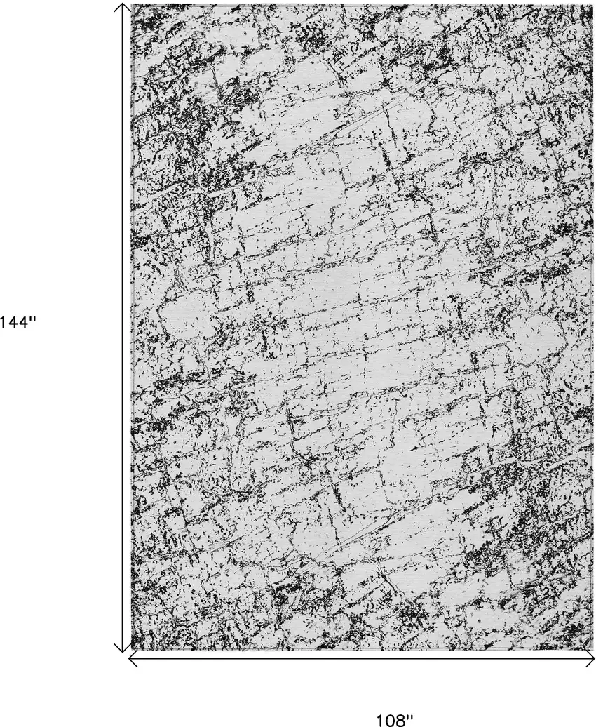 Black White And Gray Abstract Washable Indoor Outdoor Area Rug Photo 9