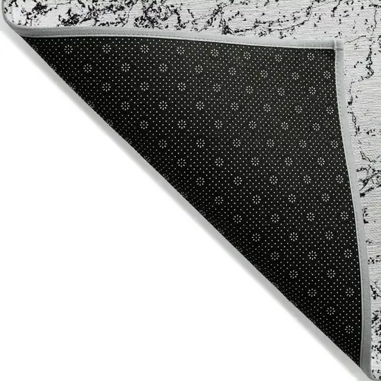 Black White And Gray Abstract Washable Indoor Outdoor Area Rug Photo 2
