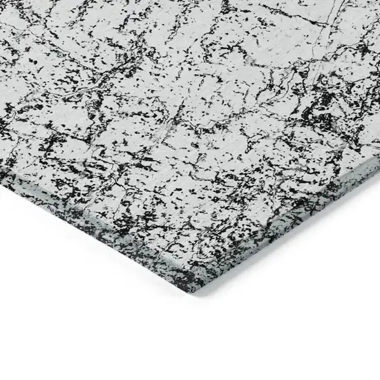 Black White And Gray Abstract Washable Indoor Outdoor Area Rug Photo 3
