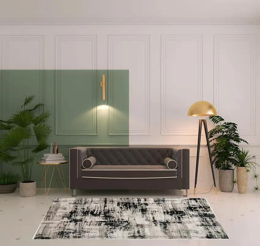 Black White And Gray Stain Resistant Area Rug Photo 2