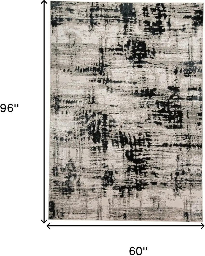 Black White And Gray Stain Resistant Area Rug Photo 10