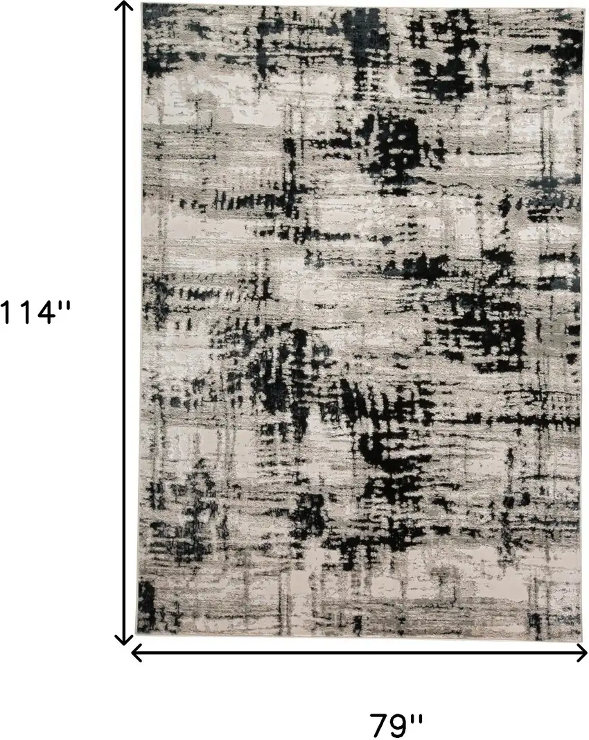 Black White And Gray Stain Resistant Area Rug Photo 10