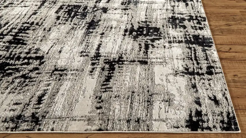 Black White And Gray Stain Resistant Area Rug Photo 4