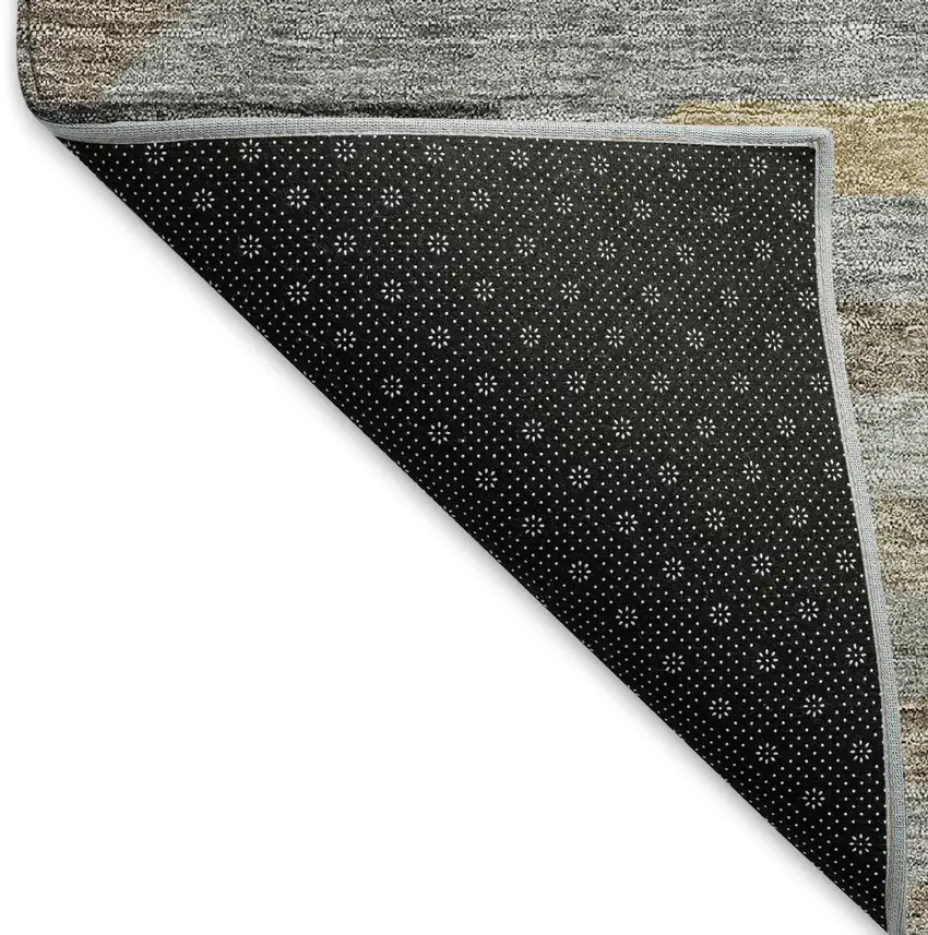 Black White And Wheat Geometric Washable Indoor Outdoor Area Rug Photo 5