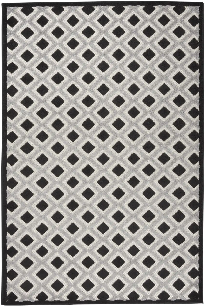 Black And White Geometric Indoor Outdoor Area Rug Photo 4