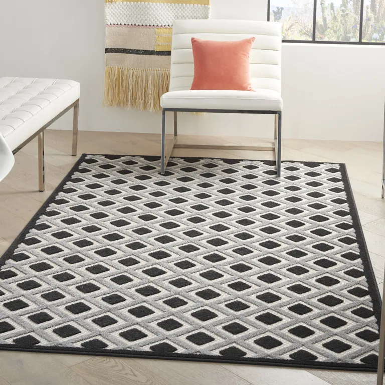 Black White Gray Indoor Outdoor Area Rug Photo 5