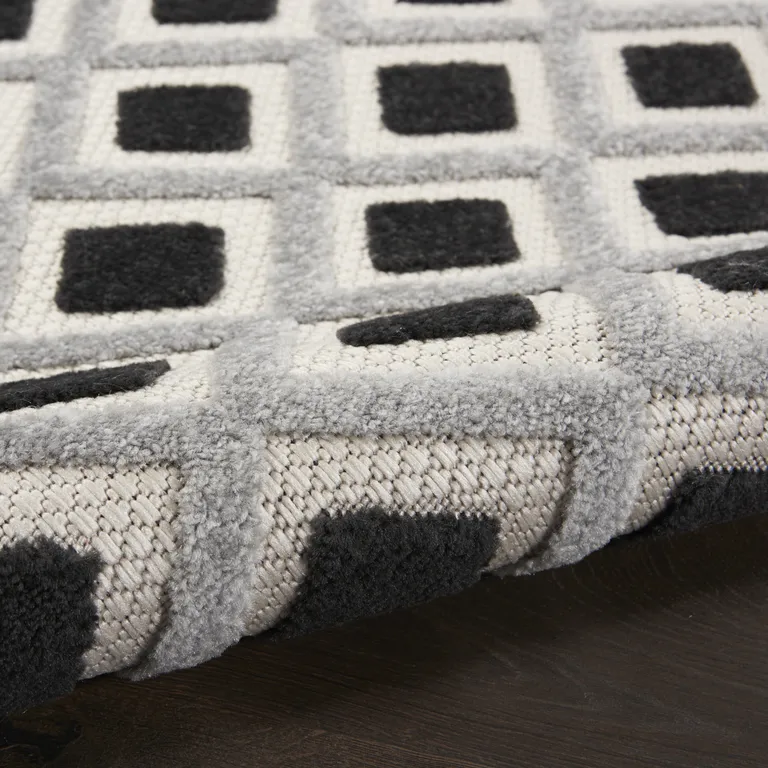 Black White Gray Indoor Outdoor Area Rug Photo 4