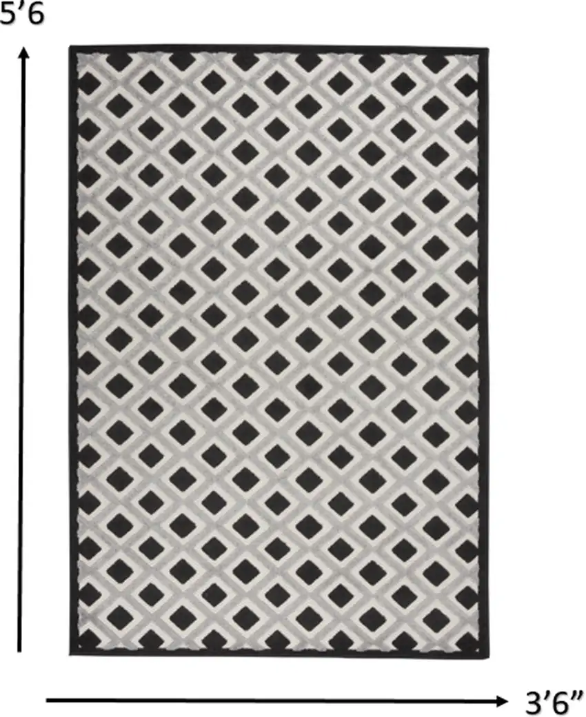 Black White Gray Indoor Outdoor Area Rug Photo 3