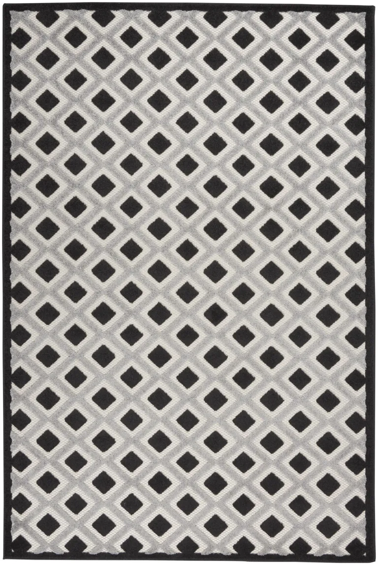Black White Gray Indoor Outdoor Area Rug Photo 1