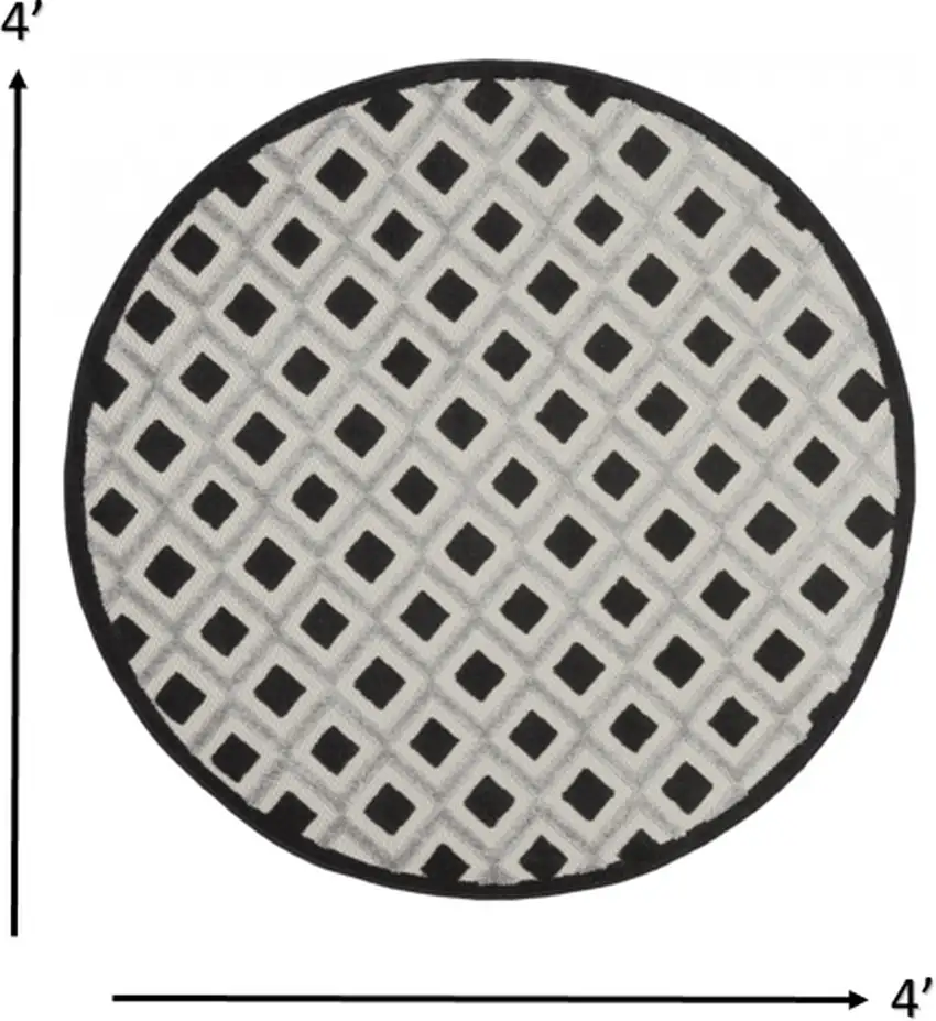 Black White Gray Indoor Outdoor Area Rug Photo 4