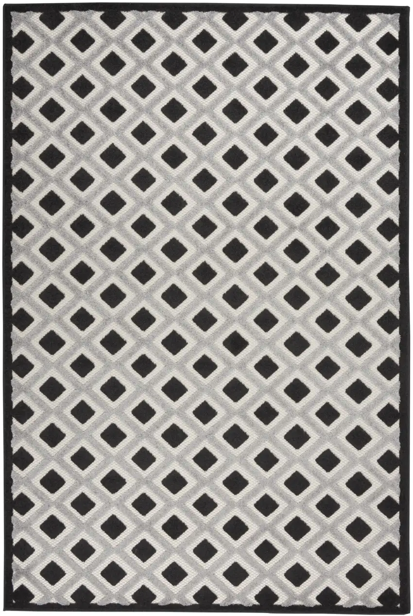 Black And White Geometric Indoor Outdoor Area Rug Photo 1