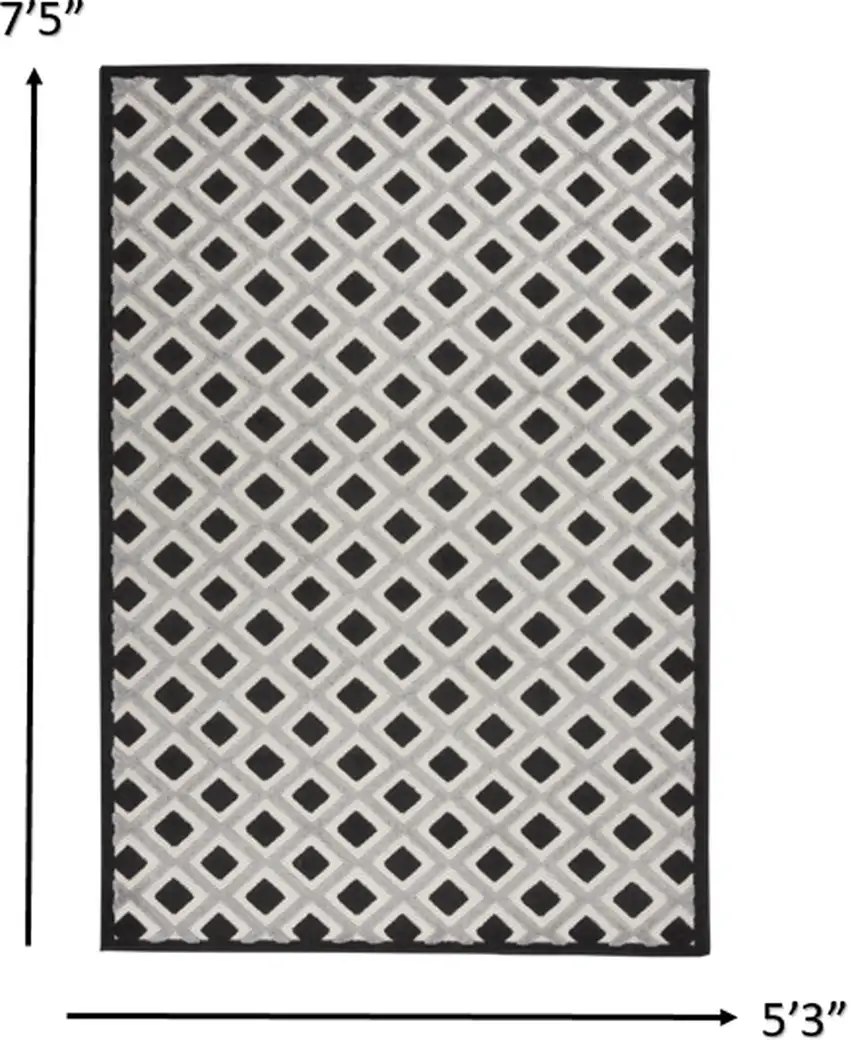 Black And White Geometric Indoor Outdoor Area Rug Photo 6