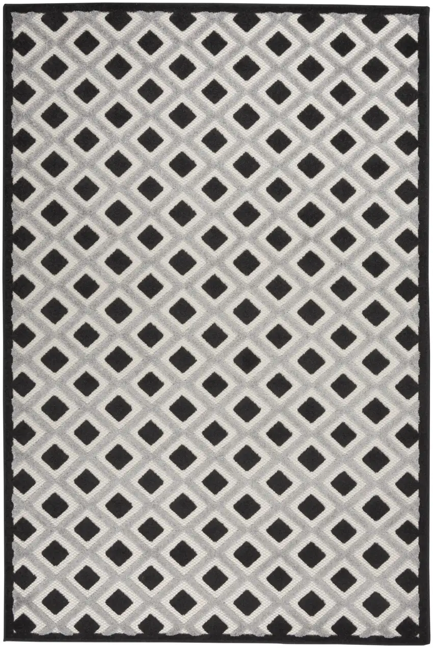 Black White Gray Indoor Outdoor Area Rug Photo 1