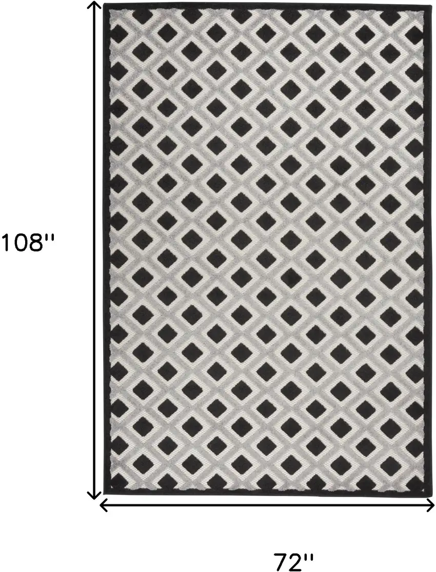 Black And White Geometric Indoor Outdoor Area Rug Photo 8