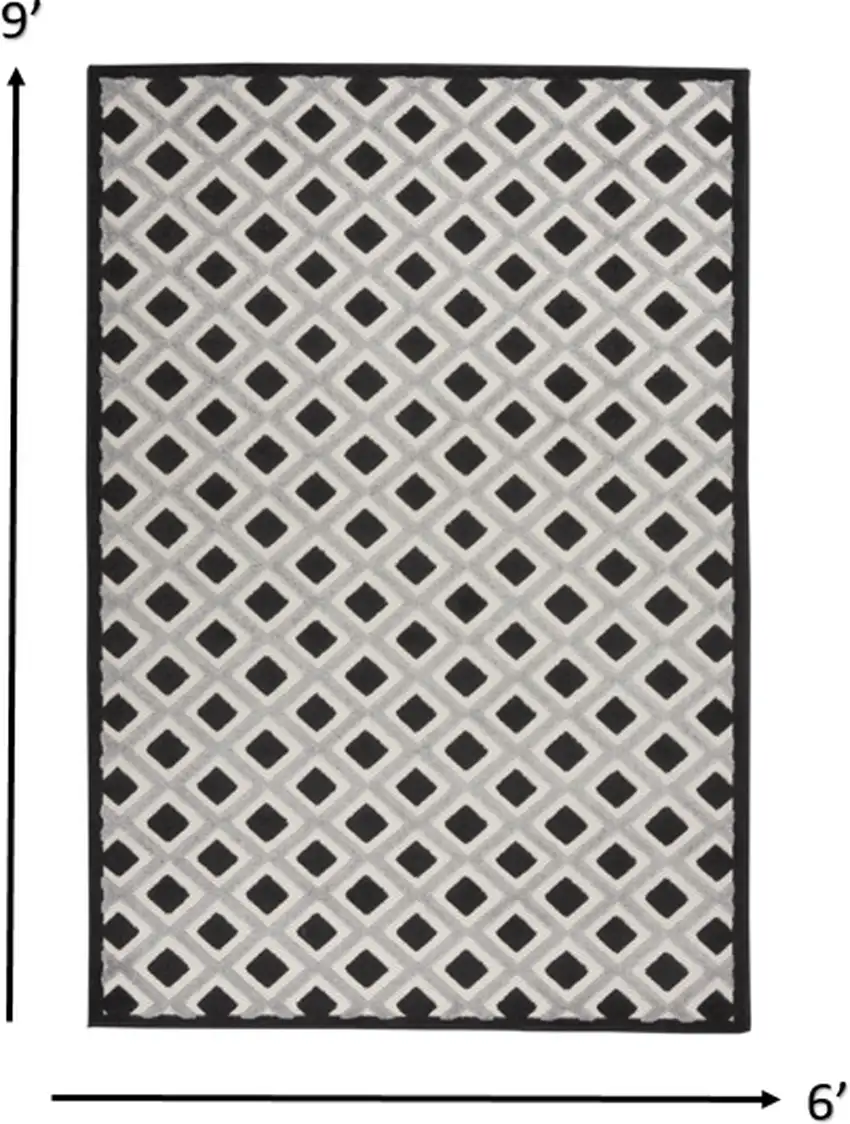 Black White Gray Indoor Outdoor Area Rug Photo 3