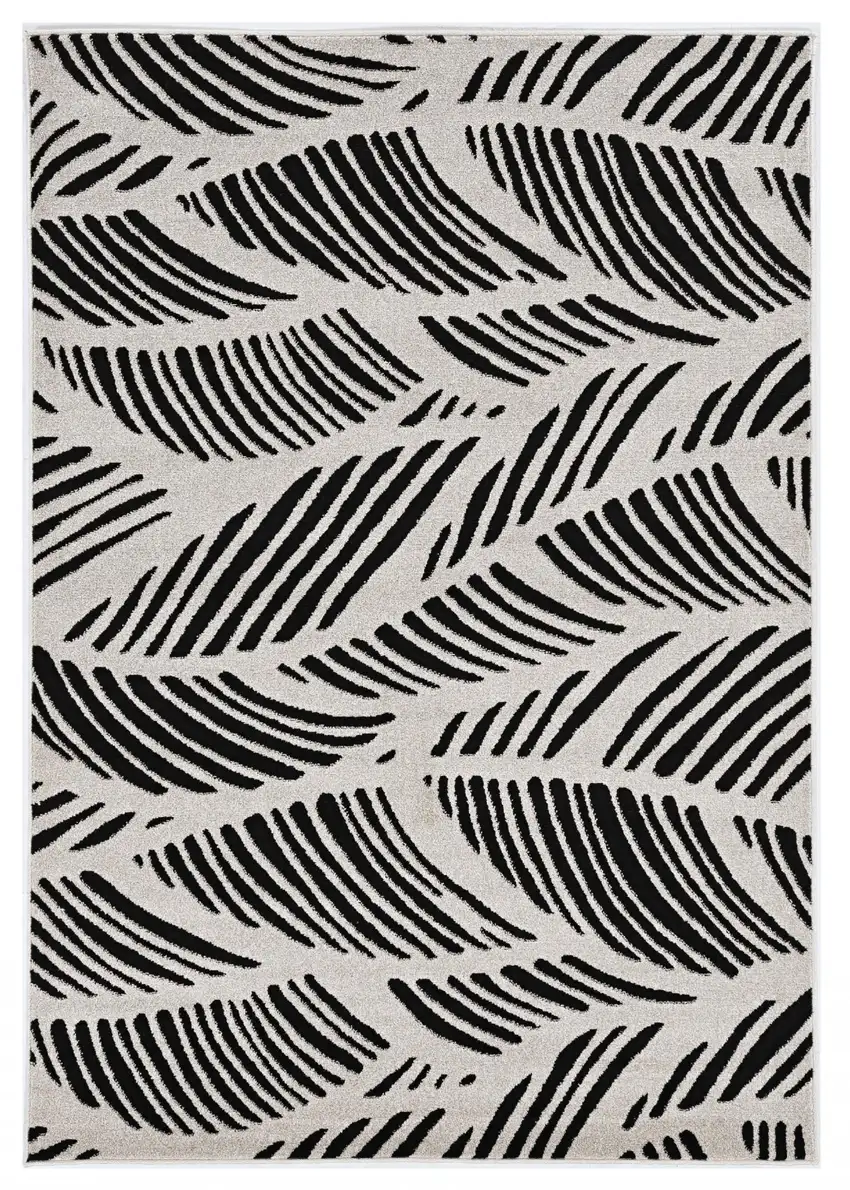 Black And White Abstract Indoor Outdoor Area Rug Photo 2