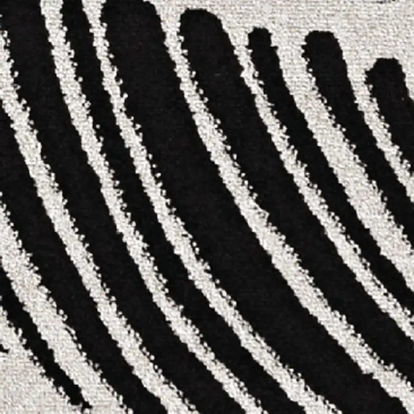 5'X8' Black White Machine Woven Uv Treated Oversized Leaves Indoor Outdoor Area Rug Photo 6